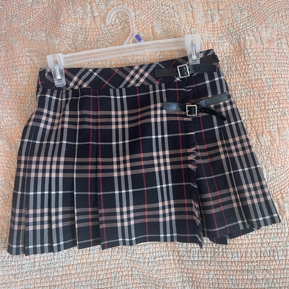 Lily rose depp Burberry plaid skirt